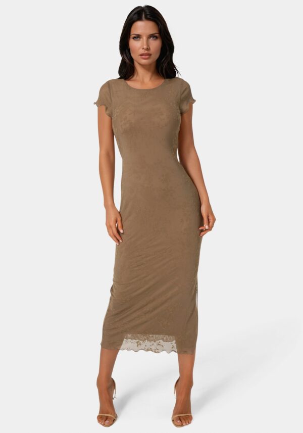 704629_mocha_1_671df70f-b26c-4435-8ef3-7c4666906cba Flocking Mesh T-Short Maxi Dress